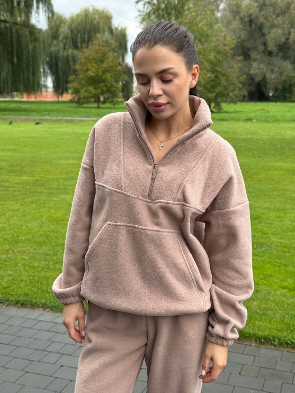 Флісовий жіночий спортивний костюм TEDDY 151-232 капучіно