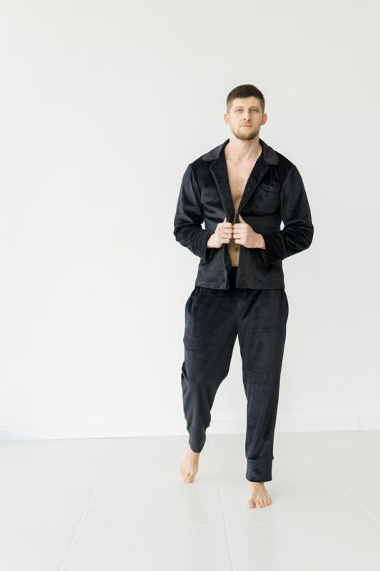 Велюрова чоловіча піжама 003-21 чорна