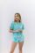 Велюрова піжама футболка та шорти 006-21 м'ятна