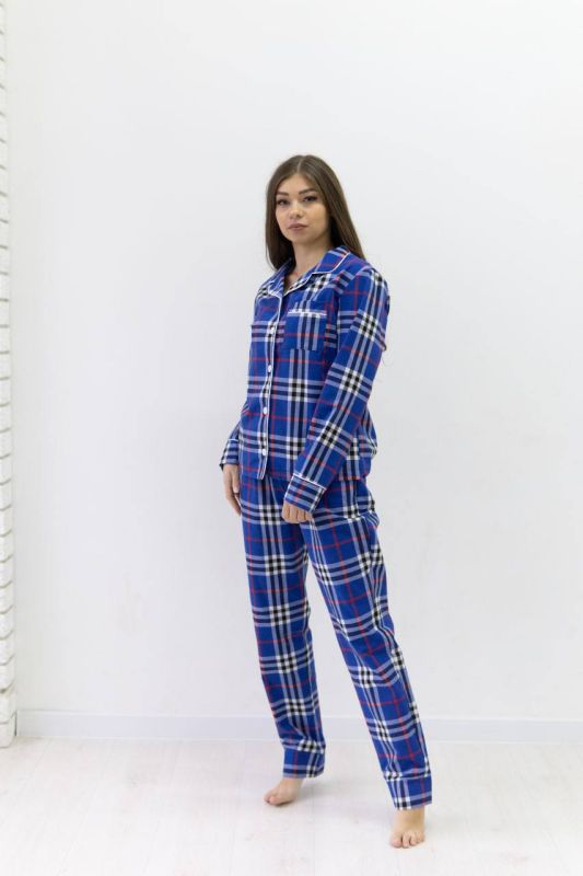 Піжама жіноча в клітинку (сорочка і штани) котон 030-18