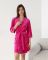 Велюровий халат жіночий з поясом 008-21 малина