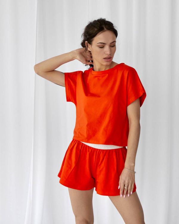 Костюм для дому жіночий котоновий 056-21 помаранчевий