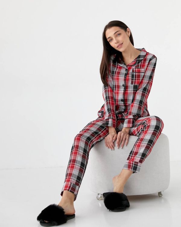 Піжама жіноча (сорочка і штани) котон 030-52