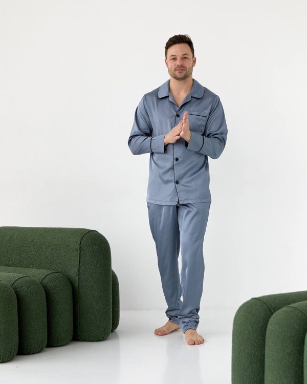 Чоловіча шовкова піжама 080-22 джинс
