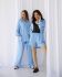 Стильний жіночий костюм-трійка з жатки 085-22 блакитний