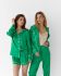 Шелковая пижама женская тройка (рубашка, штаны, шорты) 015/21 зеленый