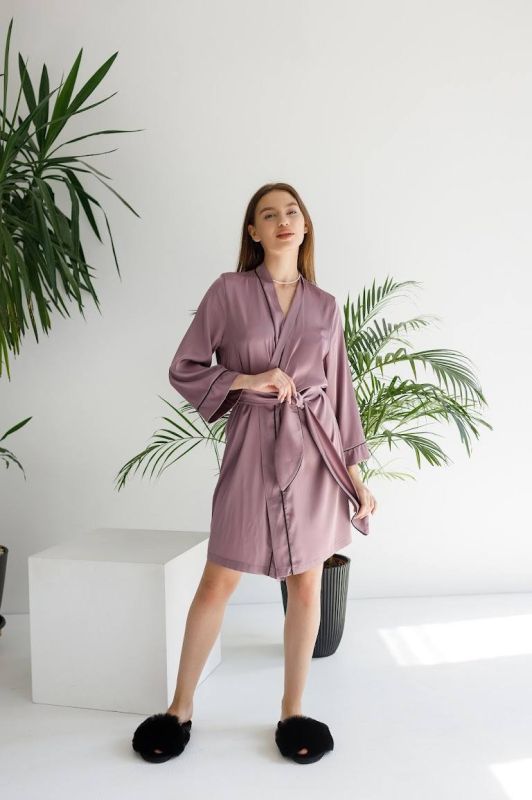 Стильний шовковий халат 111-23 мокко