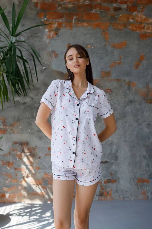 Жіноча піжама  софтова 012-21 в сердечки