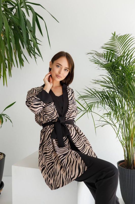 Домашній комплект жіночий (штани, майка, халат) 140-23 зебра