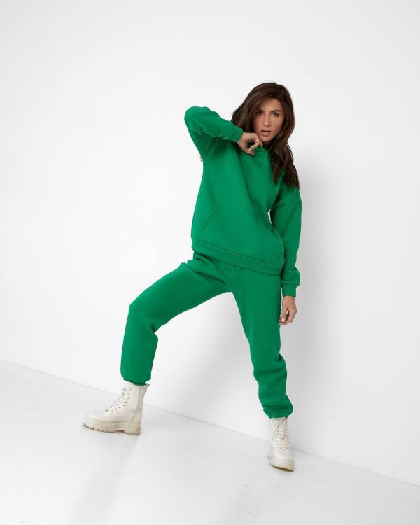 Жіночий теплий спортивний костюм  063-21 зелений