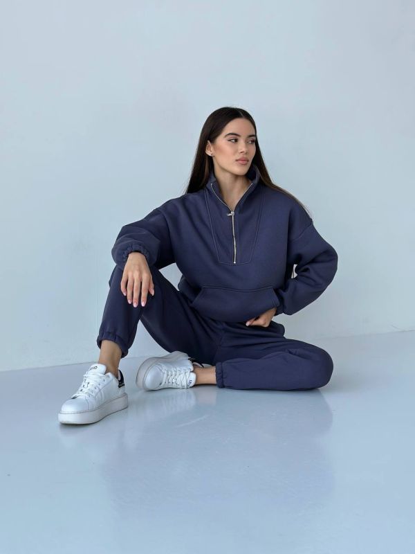 Спортивний жіночий костюм на флісі 147-23 графіт