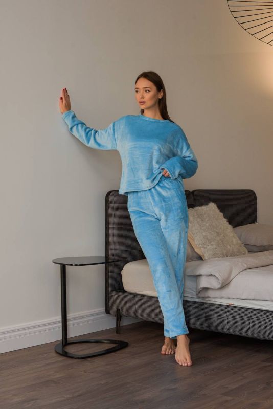 Махрова жіноча піжама 01-12 блакитна