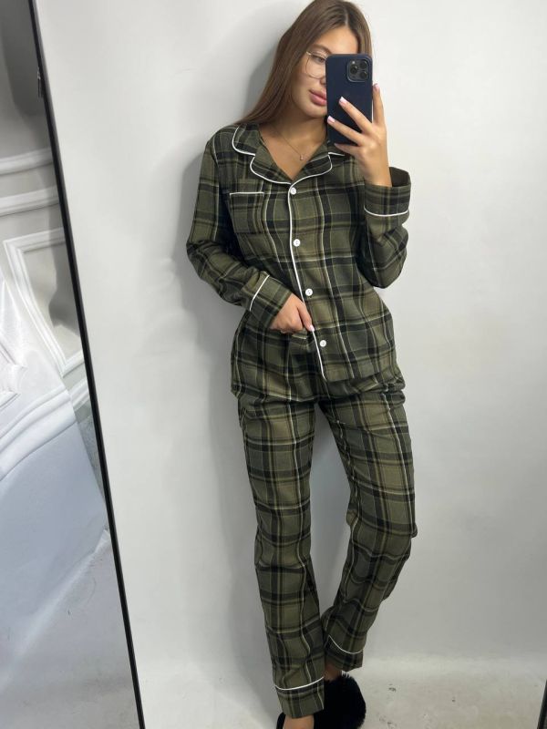 Піжама жіноча в клітинку (сорочка і штани) котон 150-54-11