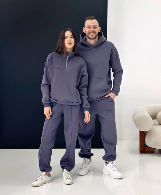 Теплий жіночий костюм на флісі 146-23 графіт