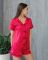 Шовкова піжама жіноча з шортами та рубашкою 014-21 малина