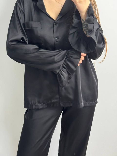 Женский костюм с рюшами 183-24 черный