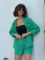 Жіночий лляний костюм 134-23 зелений