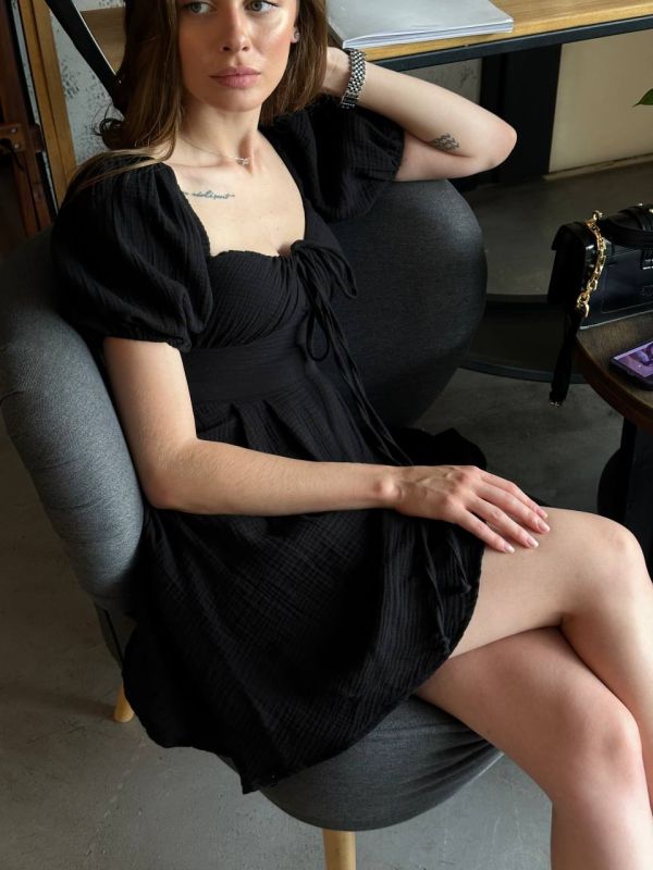 Сукня-корсет з мусліна 136-23 чорна