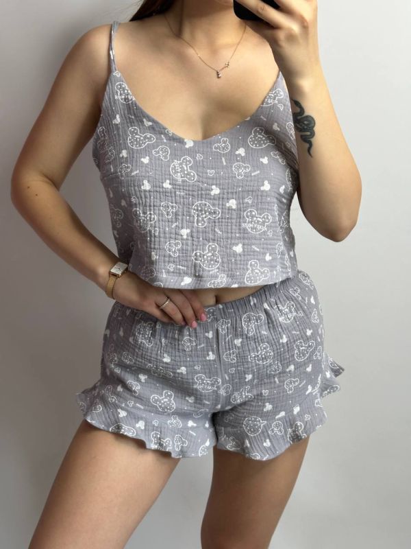 Муслінова піжама жіноча 051-211 в принт міккі