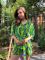 Літній жіночий костюм 221-24 зелений з листочками