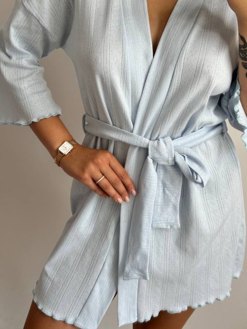 Трикотажний жіночий халат для дому 232-24 блакитний