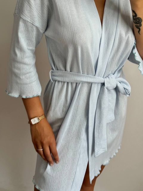 Трикотажний жіночий халат для дому 232-24 блакитний