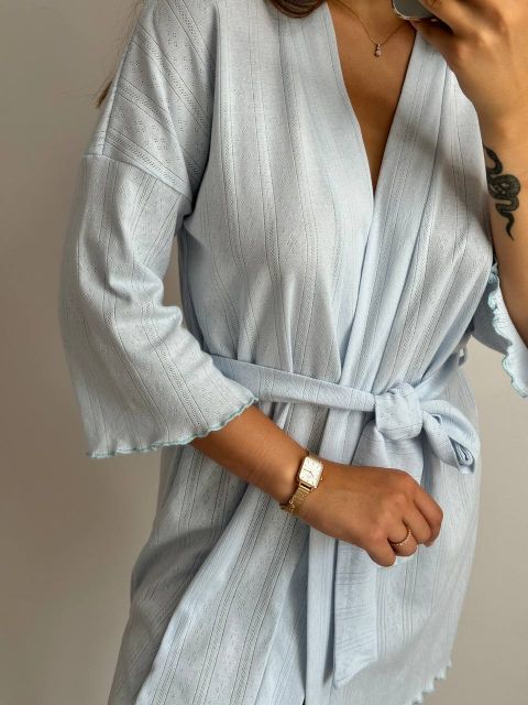 Трикотажний жіночий халат для дому 232-24 блакитний