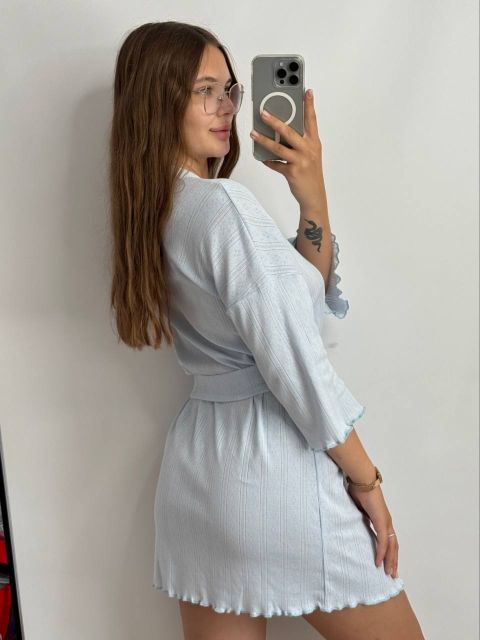 Трикотажний жіночий халат для дому 232-24 блакитний