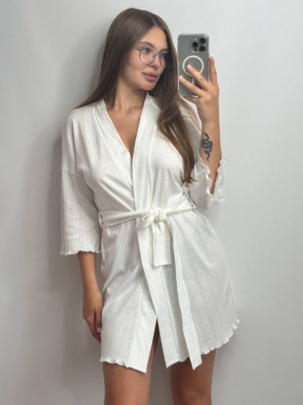 Трикотажний жіночий халат для дому 232-24 молочний