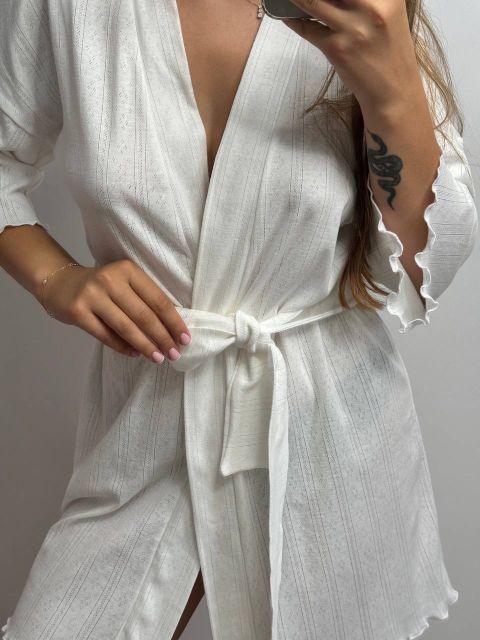 Трикотажний жіночий халат для дому 232-24 молочний