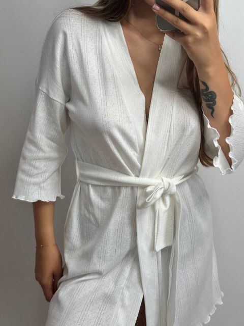 Трикотажний жіночий халат для дому 232-24 молочний