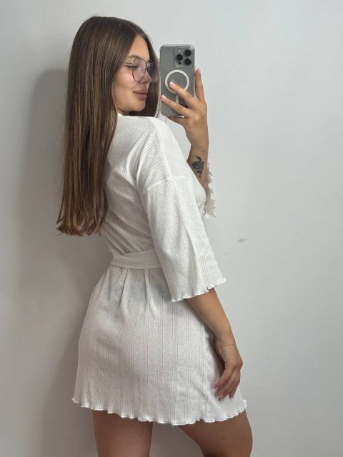 Трикотажний жіночий халат для дому 232-24 молочний