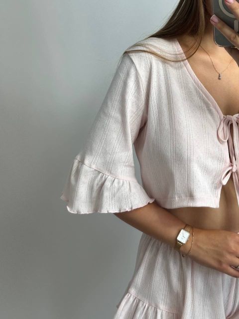 Женская трикотажная пижама-двойка 234-24 розовая