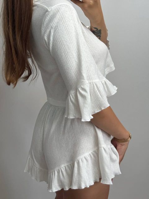 Жіноча трикотажна піжама-двійка 234-24 молочна