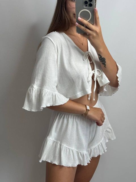 Жіноча трикотажна піжама-двійка 234-24 молочна