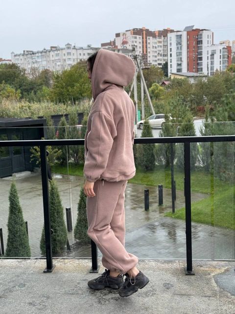 Теплий костюм TEDDY на замку з капюшоном 238-25 капучіно