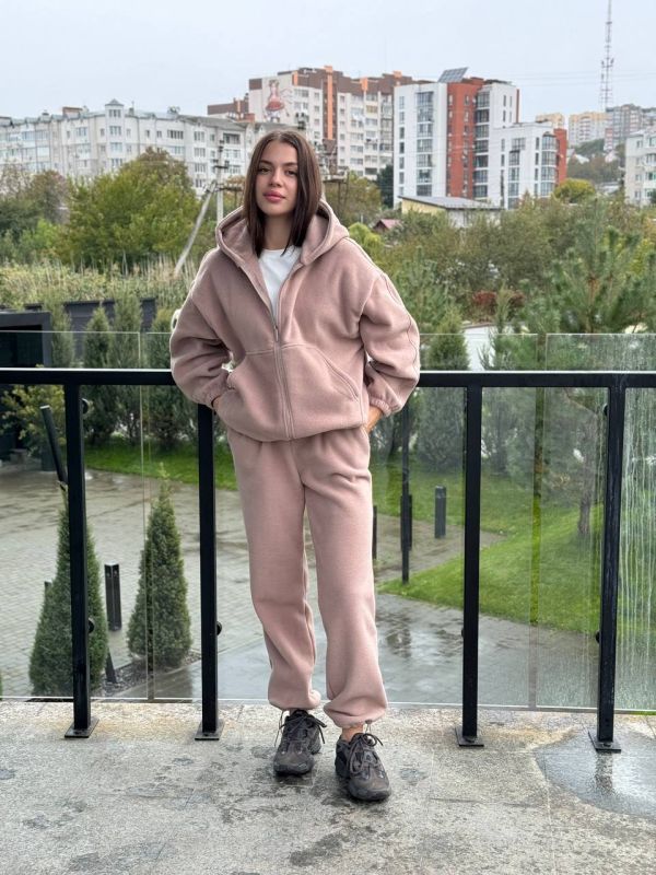 Теплий костюм TEDDY на замку з капюшоном 238-25 капучіно Теплий костюм TEDDY на замку з капюшоном 238-25 капучіно