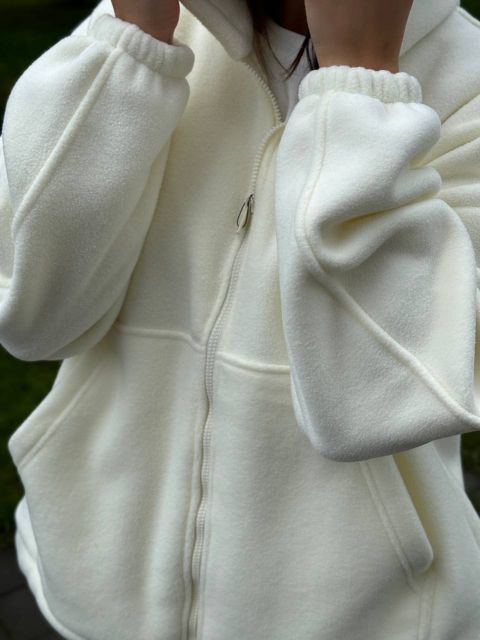 Теплий костюм TEDDY на замку з капюшоном 238-251 молочний