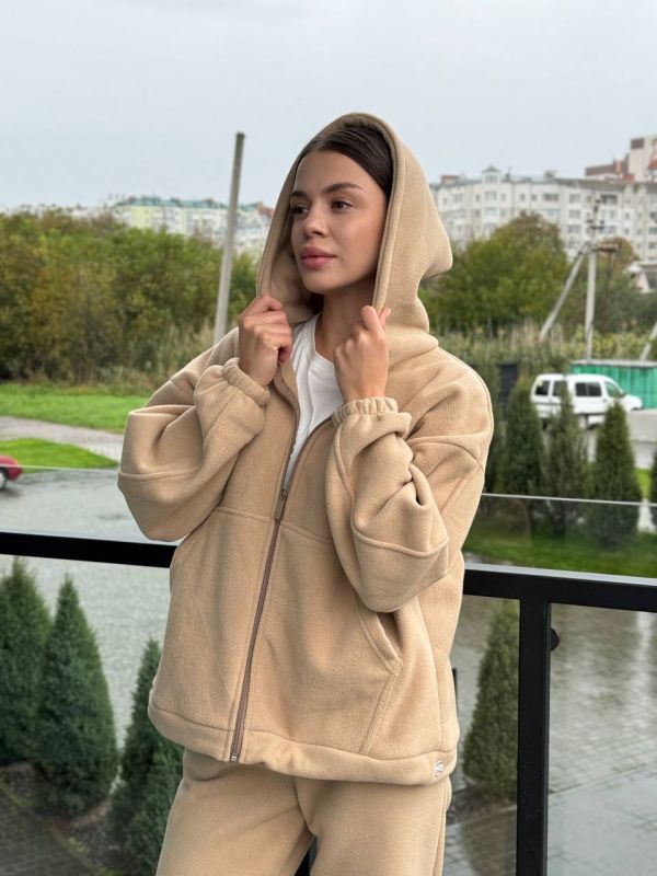 Теплий костюм TEDDY на замку з капюшоном 238-251 беж