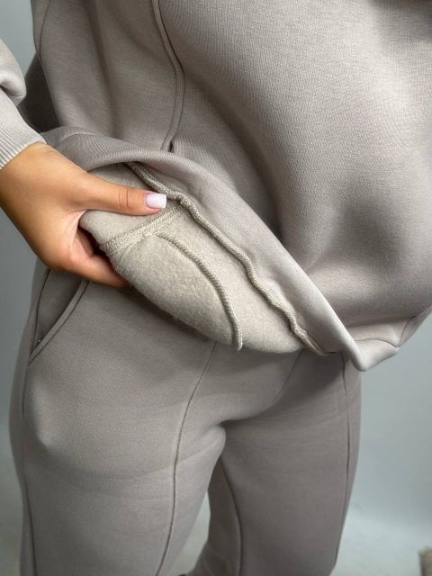 Теплий жіночий костюм на флісі 146-23 капучіно