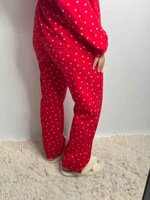 Фланелевий піжамний комплект (рубашка та штани) 239-24 червоний чк