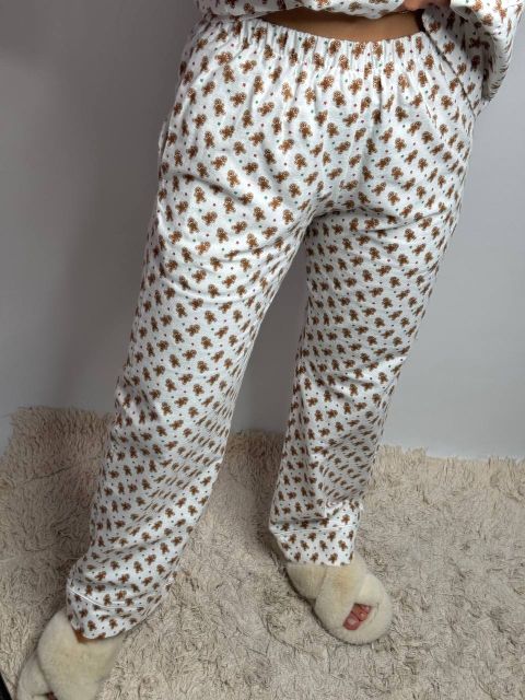 Фланелевий піжамний комплект (рубашка та штани) 239-24 печево