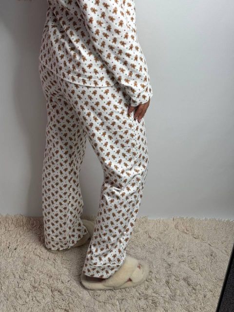 Фланелевий піжамний комплект (рубашка та штани) 239-24 печево