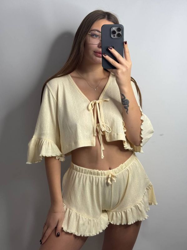 Жіноча трикотажна піжама-двійка 234-24 ванільна