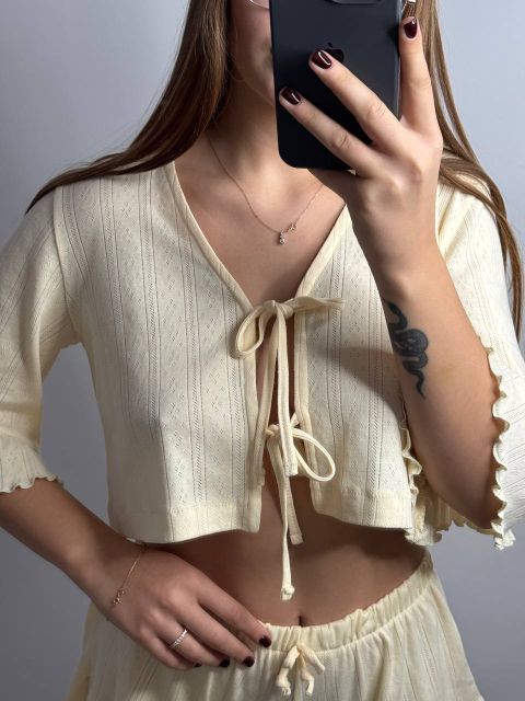 Жіноча трикотажна піжама-двійка 234-24 ванільна