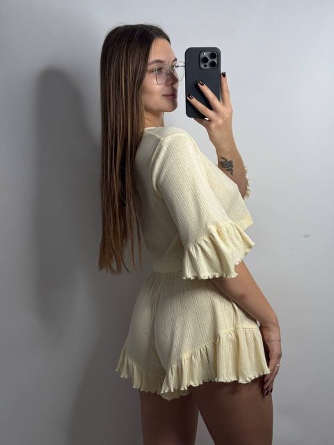 Жіноча трикотажна піжама-двійка 234-24 ванільна