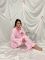 Муслінова жіноча піжама (сорочка та штани) з рюшами 185-24 в рожеві сердечка