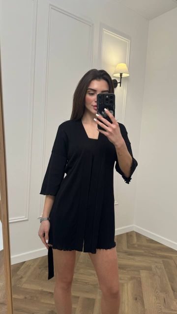 Трикотажний жіночий халат для дому 232-24 чорний