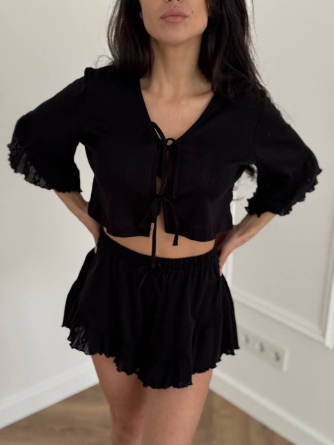 Жіноча трикотажна піжама-двійка 234-24 чорна