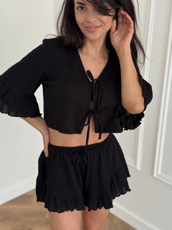 Жіноча трикотажна піжама-двійка 234-24 чорна